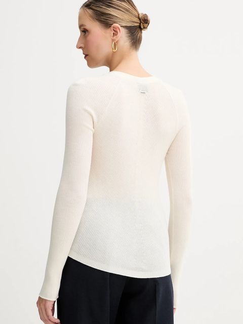 BOSS kardigan wełniany damski kolor biały lekki 50544904