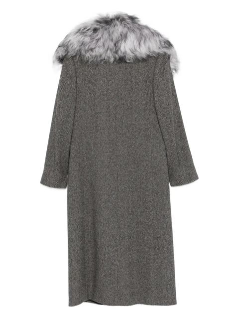 Blumarine fur-collar coat - Grey