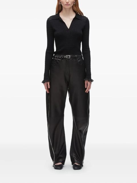 3.1 Phillip Lim zip-detail leather trousers - Black - zdjęcie produktu nr 2