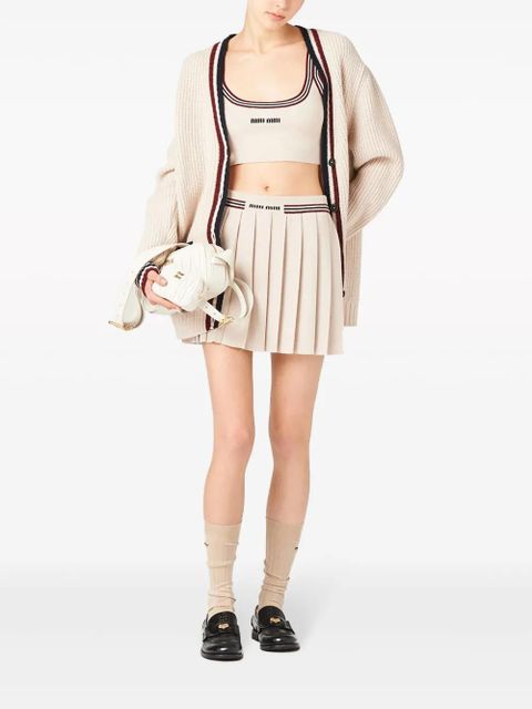 Miu Miu pleated knitted cashmere miniskirt - Neutrals - zdjęcie produktu nr 2