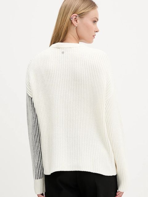 Desigual sweter NOME damski kolor beżowy ciepły 25WWJF26