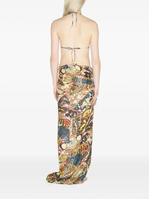 Jean Paul Gaultier Le Paréo butterfly-print skirt - Brown