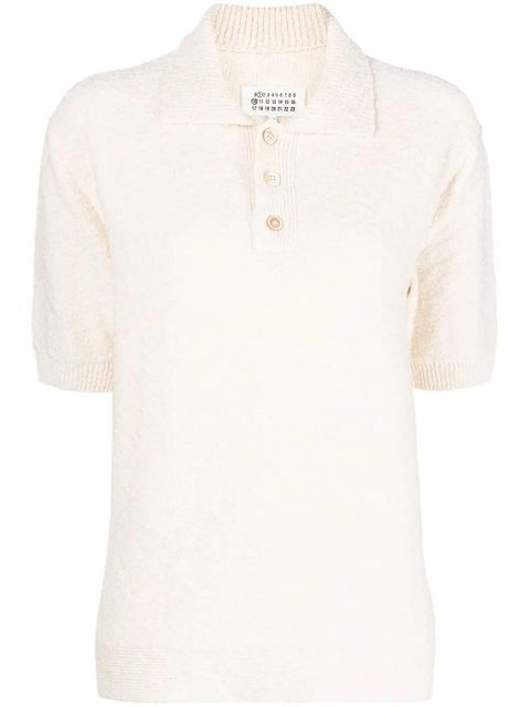 Maison Margiela Nostalgic bouclé-knit polo shirt - Neutrals