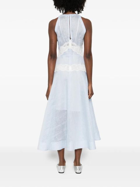 SANDRO lace striped midi dress - Blue