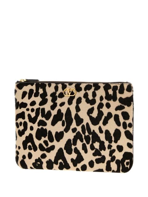 Valentino Garavani VLogo leopard-print clutch bag - Neutrals - zdjęcie produktu nr 2