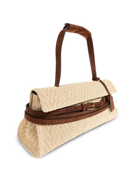 Moschino belt-detail woven tote bag - Neutrals