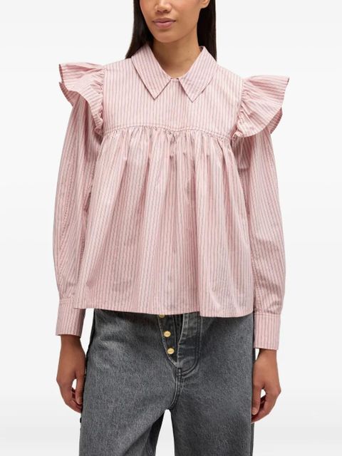 GANNI ruffled striped top - Pink
