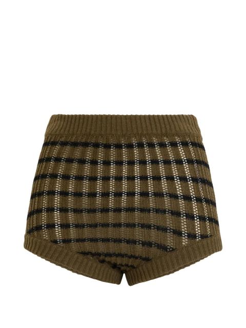 Valentino Garavani checked knit mini shorts - Green - zdjęcie produktu nr 1