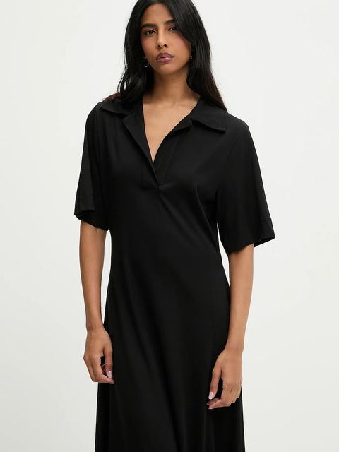 Answear.LAB sukienka kolor czarny maxi rozkloszowana