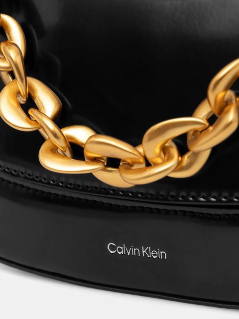Calvin Klein torebka skórzana kolor czarny LV04F3403G