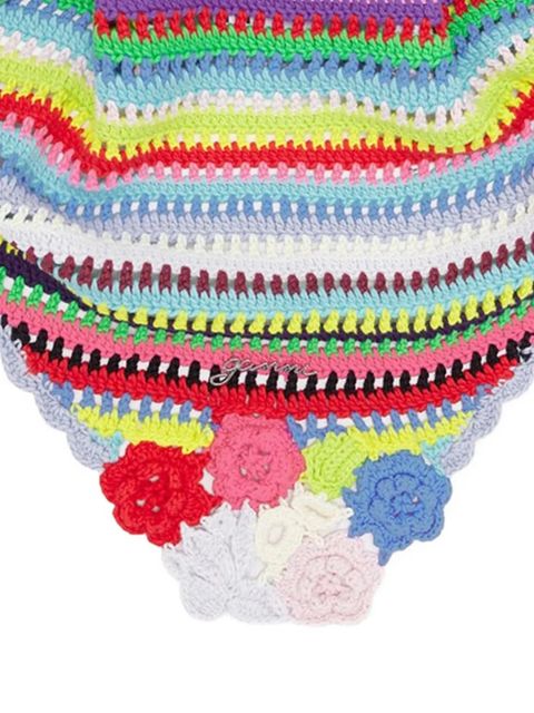 GANNI striped crochet-knit scarf - Blue - zdjęcie produktu nr 2