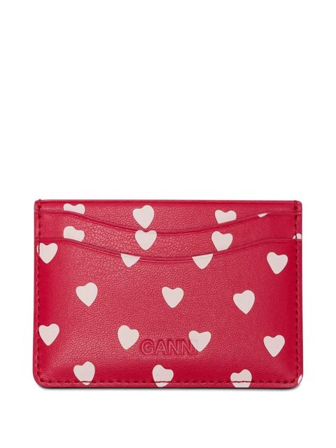 GANNI heart-print card holder - Red - zdjęcie produktu nr 2