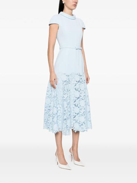 Self-Portrait lace belt midi dress - Blue