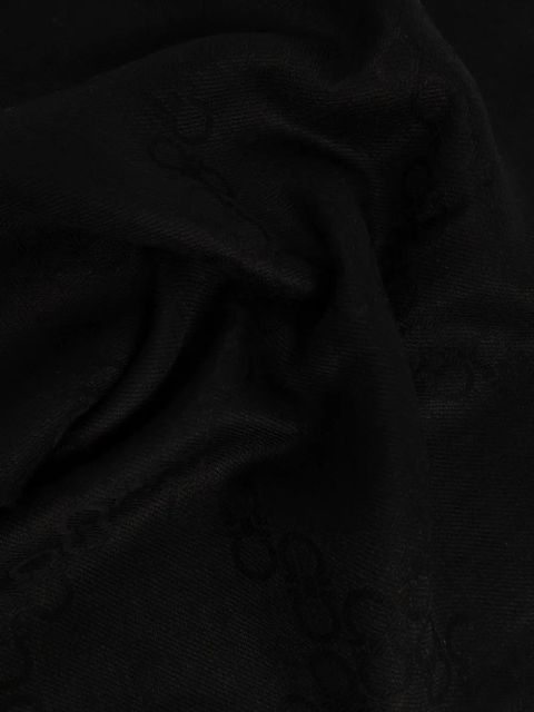 Ferragamo Gancini-monogram frayed scarf - Black