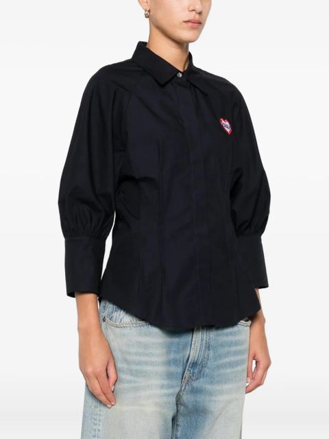 PINKO heart-embellished puff-sleeve top - Black