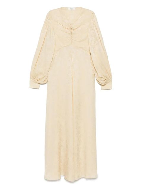 Chloé floral-jacquard ruched midi dress - Neutrals - zdjęcie produktu nr 1