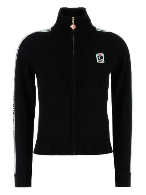 Casablanca stripe-detail zip-up cardigan - Black - zdjęcie produktu nr 1