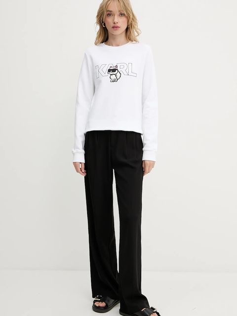 Karl Lagerfeld bluza bawełniana IKON damska kolor biały z nadrukiem A3W20056 - zdjęcie produktu nr 2