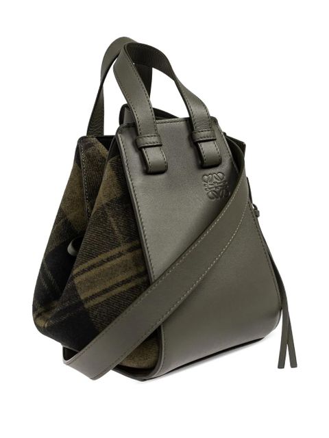 LOEWE Hammock printed-tartan tote bag - Green