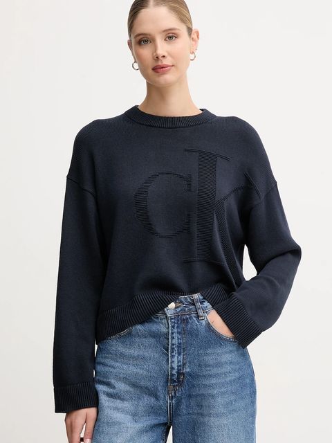 Calvin Klein Jeans sweter bawełniany damski kolor granatowy LV047D304G - zdjęcie produktu nr 1