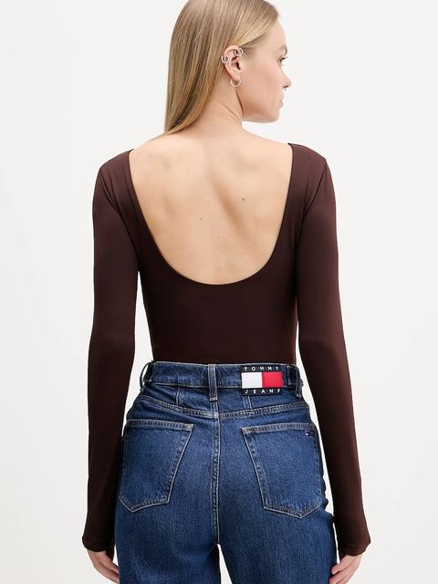 Tommy Jeans body kolor brązowy DW0DW21574
