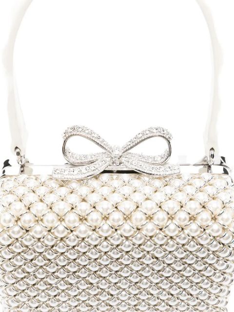 Self-Portrait mini pearl-embellishment tote bag - Neutrals