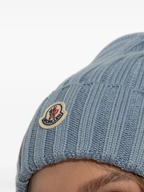 Moncler ribbed-knit beanie - Blue