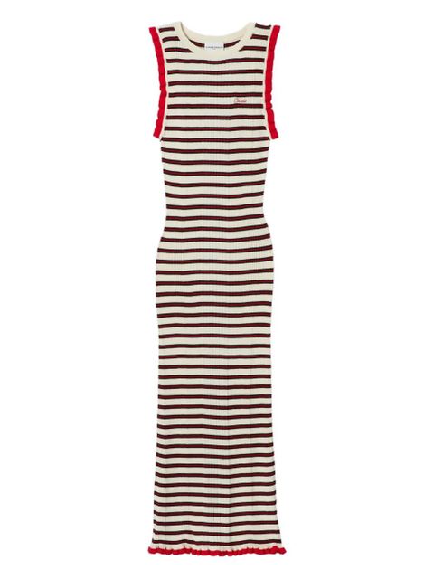 Claudie Pierlot striped ruffled midi dress - Neutrals - zdjęcie produktu nr 1