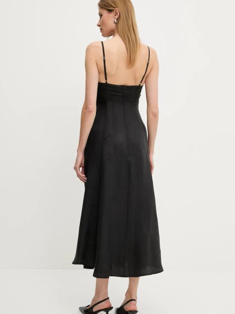 Answear.LAB sukienka kolor czarny midi rozkloszowana