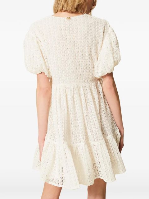 TWINSET puff-sleeved tiered dress - White