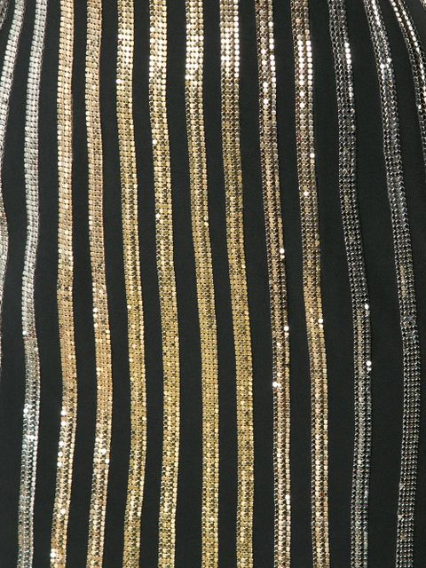 Balmain glitter stripe strapless dress - Black