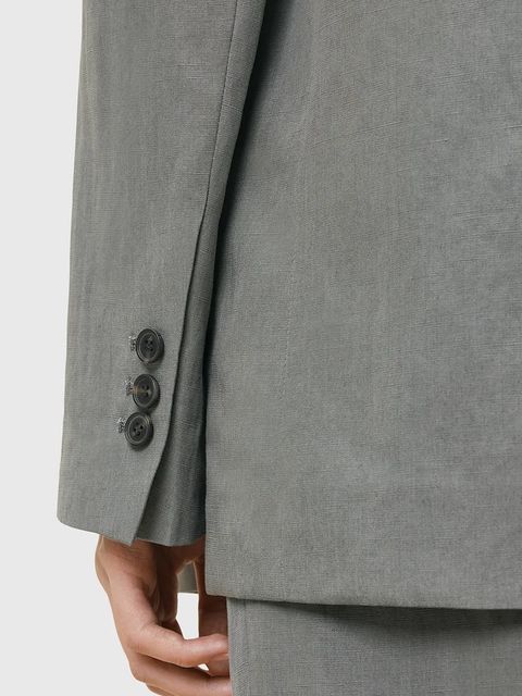 AllSaints marynarka z domieszką lnu AVERIE kolor szary jednorzędowa gładka W043QC