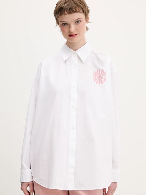 Hugo Blue koszula bawełniana Elisana_B damska kolor biały relaxed z kołnierzykiem klasycznym 50552146