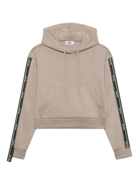 GCDS stripe-knit hooded knitted top - Neutrals - zdjęcie produktu nr 1