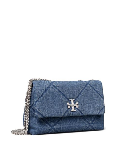Tory Burch Kira diamond quilt denim small convertible shoulder bag - Blue