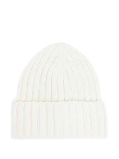 Moncler logo-patch ribbed beanie - White - zdjęcie produktu nr 2
