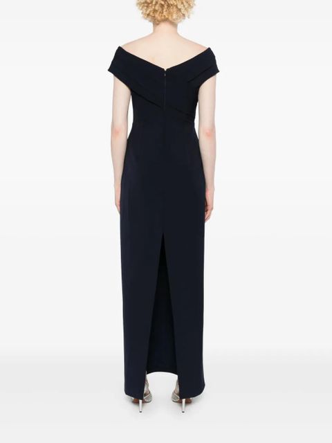 Lauren Ralph Lauren off-shoulder crepe gown - Blue