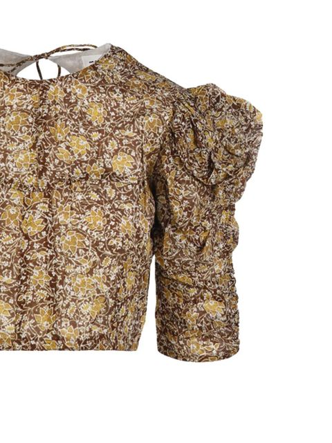 MARANT ÉTOILE gathered-sleeve floral-print blouse - Brown