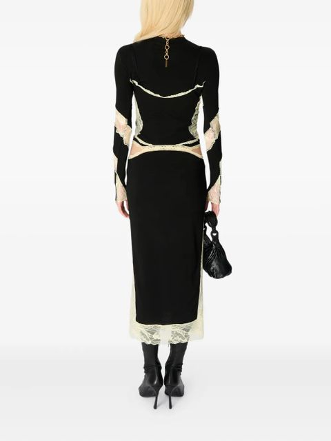 Marine Serre lace-insert cut-out midi dress - Black - zdjęcie produktu nr 2