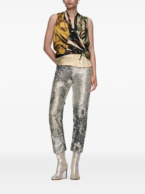 Maison Margiela sequin-embellishment floral-details trousers - Silver - zdjęcie produktu nr 2