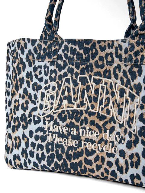 GANNI embroidered animal-print denim tote bag - Blue - zdjęcie produktu nr 2