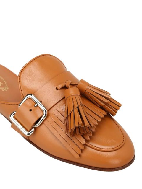 Tod's buckle tassel leather mules - Brown