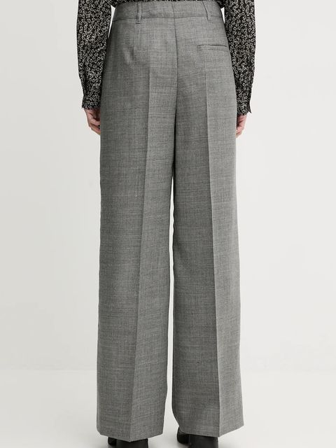 Marc O'Polo spodnie wełniane damskie kolor szary proste high waist 600006810005