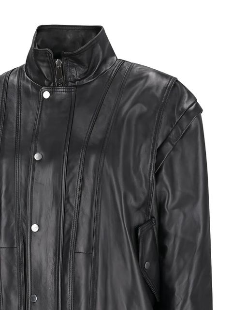 Alessandra Rich removable-sleeve leather bomber jacket - Black