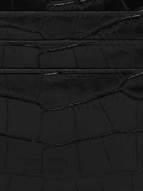 TOM FORD T-logo croc-effect leather wallet - Black