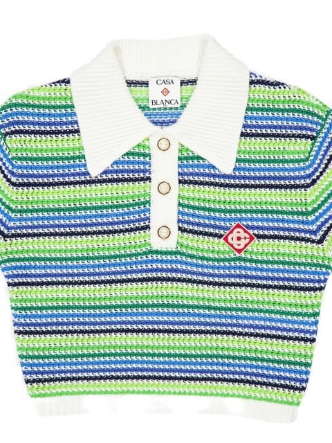 Casablanca striped button-up polo shirt - Green