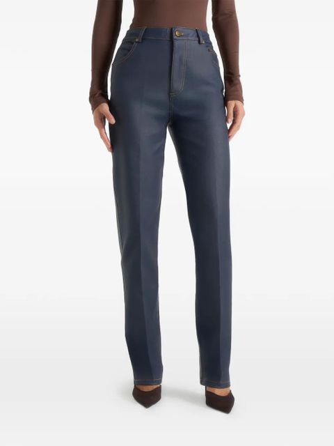 Manière De Voir Jana wax-effect boyfriend jeans - Blue