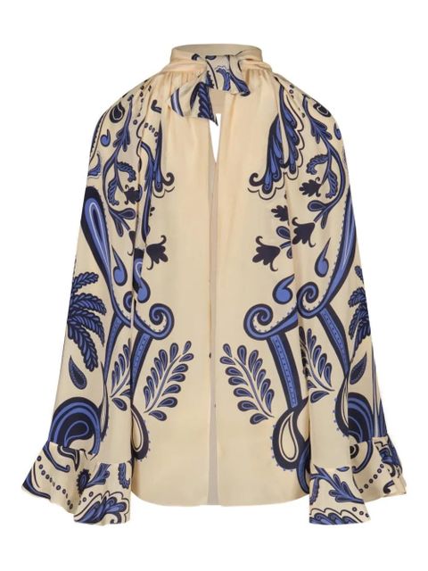 Johanna Ortiz Ritmo Sol ruffled printed blouse - Neutrals