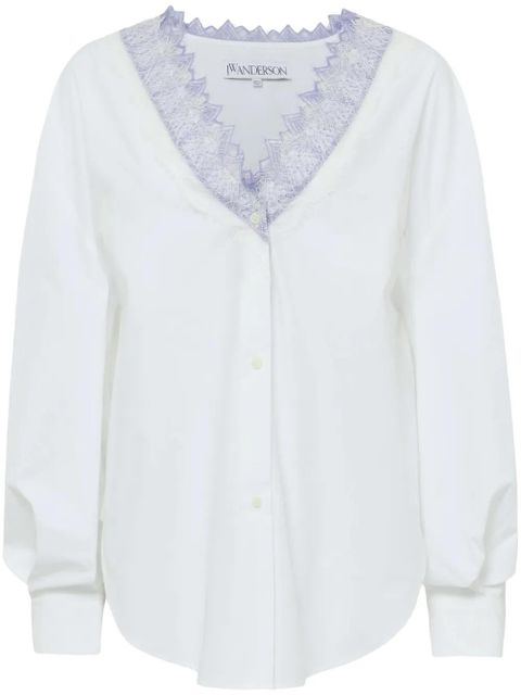 JW Anderson V-neck lace-trim shirt - White - zdjęcie produktu nr 1