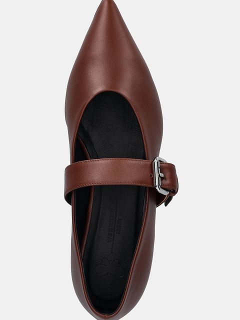 Weekend Max Mara baleriny skórzane Wkagel kolor brązowy 2615521054600